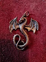 Large Antiqued Bronze Dragon Pendant – Medieval Fantasy Guardian - $19.99