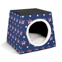 Mondxflaur USA Flag Stars Cat Beds for Indoor Cats Cave Bed 3 in 1 Pet H... - £26.30 GBP