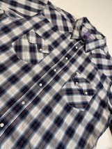Cinch Modern Fit Pearl Snap Long Sleeve Plaid Shirt Mens XXL Gray Purple - £21.76 GBP
