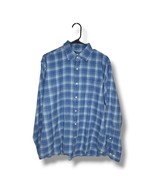 Peter Millar Crown Men&#39;s Large Shirt Blue Plaid Button-Down Cotton Long ... - $29.95