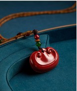  Feng Shui Necklace Red Cinnabar Zhu Sha Pendant Chinese Necklace  - $75.22 CAD