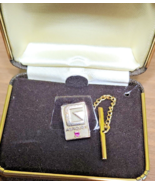 10Kt Yellow Gold AEROJET Pink Sapphire Employee Service Pin Tie Tack Nec... - $236.73 CAD