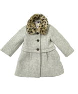 Crewcuts J Crew Girls Faux Fur Collared Wool Blend Coat Size 3 Gray G8329 - $31.49
