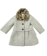 Crewcuts J Crew Girls Faux Fur Collared Wool Blend Coat Size 3 Gray G8329 - £24.31 GBP