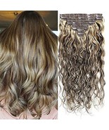 BEQUEEN Clip in Human Hair Extensions Real Human Hair 8pcs 120g Body Wav... - $74.25