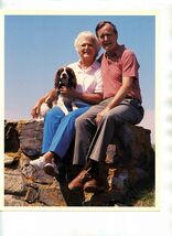 George H W Bush with Barbara Bush and Millie Photo - $17.82