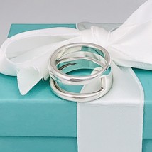 Size 5 Tiffany &amp; Co Silver Mens Unisex ZigZag Le Circle Crossover Ring - £146.47 GBP