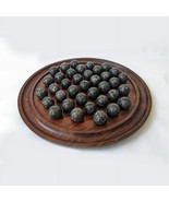 Natural Marbles Solitaire Handmade wooden Board Game Set with 37 Natural Marbles - £75.70 GBP