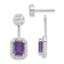 925Sterling Silver, Moissanite and Amethyst Earrings, Gift for her, Everyday Ear - £62.34 GBP
