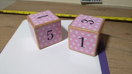 Large Pink collectable wood playing dice dot pattern display home decor - $10.00
