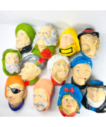 Vtg  5” Painted Heads 12 Pc Chalkware Wall Hanging Old Salty Sea Captain... - £196.58 GBP