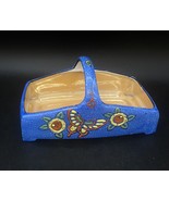 Ceramic Lusterware Basket Japan Blue Flowers Butterfly READ - €15,36 EUR