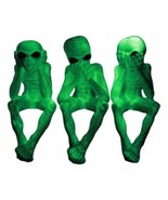 Glow In The Dark See Hear Speak No Evil Alien Shelf Sitters Set Of 3 Fig... - $51.95 CAD