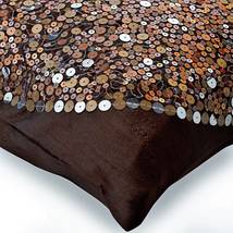 Sequins Brown Art Silk 16&quot;x16&quot; Throw Pillows Cover, Brown Eye Sparkle - $31.59+