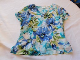Emma James Women&#39;s ladies short sleeve blouse shirt Top Size 12 Floral GUC - £27.17 GBP