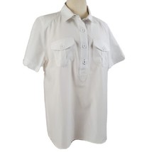 Under Armour Heat Gear Shirt 1/2 Button Pullover XL White S/S Cotton Ble... - $18.99