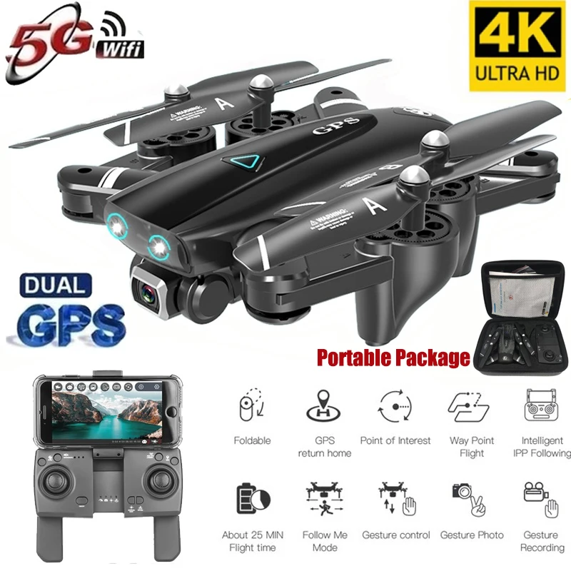 S167 Foldable Profissional Drone with Camera 4K HD Selfie 5G GPS  WiFi FPV Wide - £95.27 GBP+