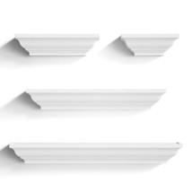 White Floating Shelves, Solid Wood Storage Wall Shelves Set Of 4 Display Ledge S - £59.28 GBP