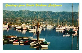 Vintage Postcard Yacht Harbor Santa Barbara California Boats - £7.43 GBP