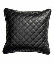 BLACK Leather Pillow Cover Genuine Lambskin Cushion Case Handmade Home Decor - £30.68 GBP