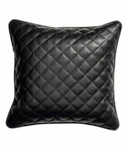 BLACK Leather Pillow Cover Genuine Lambskin Cushion Case Handmade Home D... - $53.52 CAD