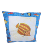 Throw Pillow sofa colorful fish embroidery aquarium ocean sea nautical f... - £5.61 GBP