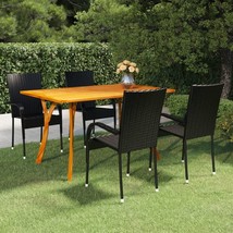  Dining Set Black Solid acacia wood 5 Piece Set Stackable - $9,486.13 MXN