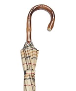 Umbrella Tartan Tan design with Natural Congo wood crook handle and auto... - $99.00