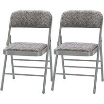 Pack of 2 Fabric Vinyl Steel Frame Foam Padded Folding Chairs Gray - $1,379.12 MXN+