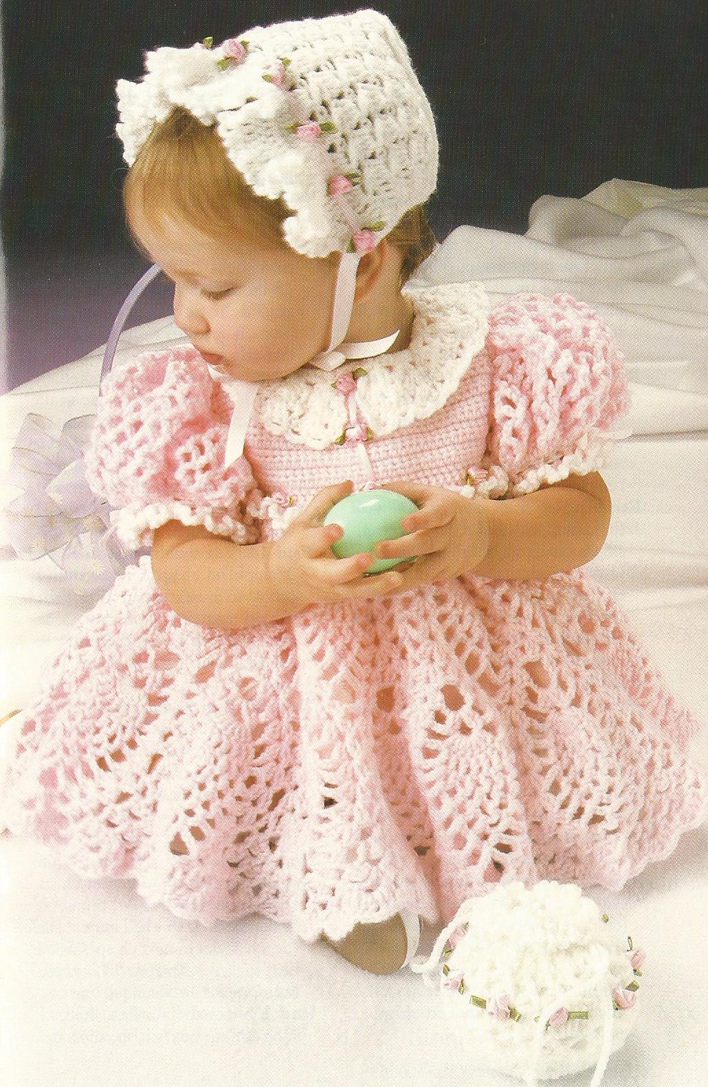 Precious Baby Dress, Bonnet & Purse Crochet Pattern - $11.99
