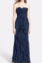 Adrianna Papell Ruffled Chiffon Dress Sz. 4 Navy - $106.13