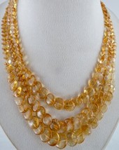 Natural Citrine Beads Round Fancy 3 L 530 Ct Gemstone Silver Designer Ne... - $8,599.08 MXN