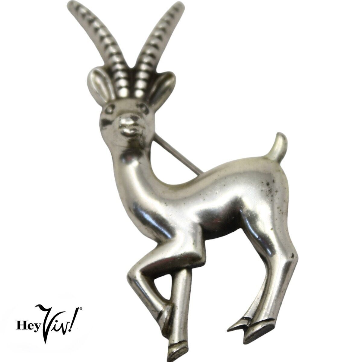 Primary image for Vintage Signed Coro Pegasus Sterling 925 Antelope Gazelle Pin  2" High - Hey Viv