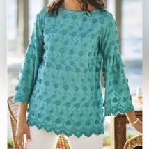 Soft Surroundings Rosalie Daisy Chain Top Turquoise Blue Size Large - £27.29 GBP