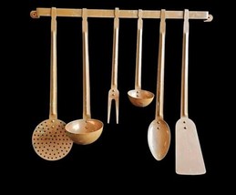 O.D.I. Copper Cooking Utensils 7 pc Set with 18&quot; Hanging Rack Vintage 1970s - £66.59 GBP