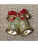 Vintage Avon Glitter Golden Christmas Bells Brooch Pin Holiday Festive J... - £6.26 GBP