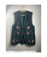 Vintage Handmade Wool Felt Embroidered Patchwork Floral lined Vest Chest 36 - $998.86 MXN