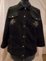 JM Collection Embroidered Denim Stretch Jean Jacket size 16 with Rhinest... - $17.81