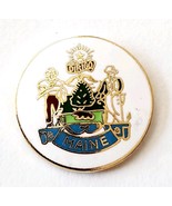 1980s Maine Official State Seal Pin Dirigo Farmer Seaman Enamel Filled V... - $27.43 CAD