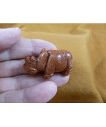 (Y-RHI-557) Orange Goldstone RHINO rhinoceros gemstone FIGURINE carving ... - €12,16 EUR