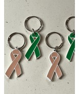 Lot of Pink or Green Ribbon for a Cause Rubber Key Chain Backpack Decora... - £9.01 GBP