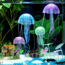 4PCS Glowing Effect Artificial Jellyfish Aquarium Decoration Fish Tank Ornament - £15.00 GBP