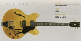 1969 Gibson ES-340 Hollow Body Guitar Fridge Magnet 5.25&quot;x2.75&quot; NEW - $3.84