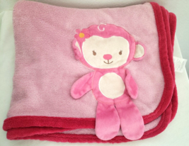 Beansprout Pink Baby Blanket 3D Monkey Fuchsia Border - £23.27 GBP