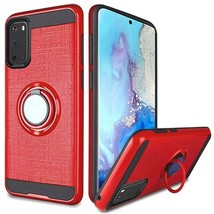 For Samsung S20 6.2&quot; Brushed Magnetic Ring Stand 360° Rotation Case RED - £4.68 GBP
