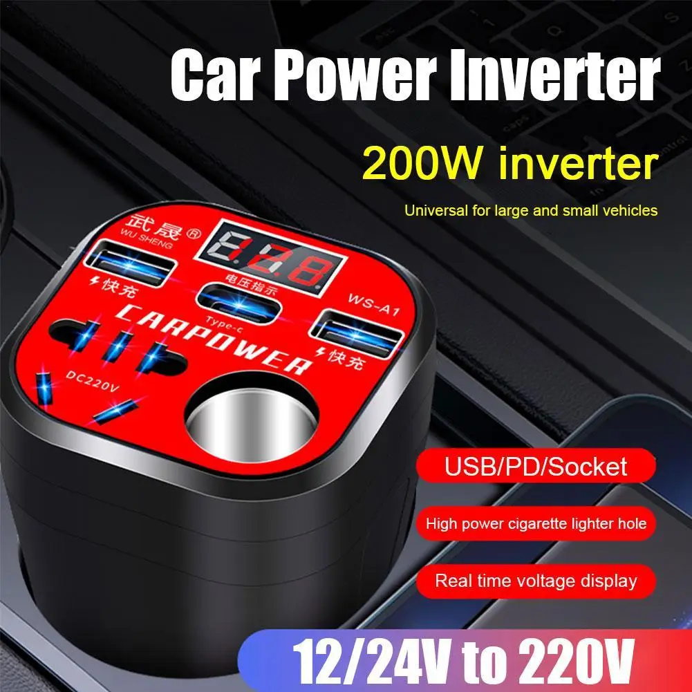 Car Power Inverter 12V/24V DC1 10V-220V Converter USB 3.0 Charging Port Smart - £14.22 GBP+