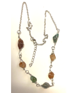 Stone Silver Tone 22&quot; Necklace, New from Bethlehem#HLYLND-063 - $273.81 MXN