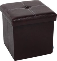 Brown 11.8&quot;X11.8&quot;X11.8&quot; B Fsobeiialeo Folding Storage Ottoman, Faux Leather - $35.96