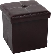 Brown 11.8&quot;X11.8&quot;X11.8&quot; B Fsobeiialeo Folding Storage Ottoman, Faux Leather - £29.79 GBP