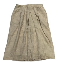 Vintage Carlisle Womens A-line Skirt Pleated Pockets Beige Size M 12 Lin... - $29.65